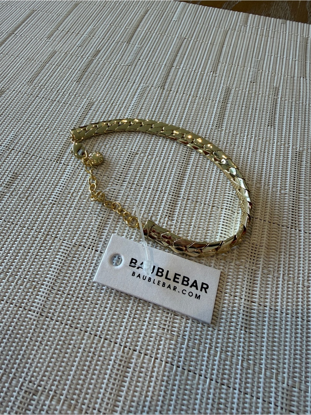 NWT BaubleBar Gold Woven Chevron Link Bracelet
